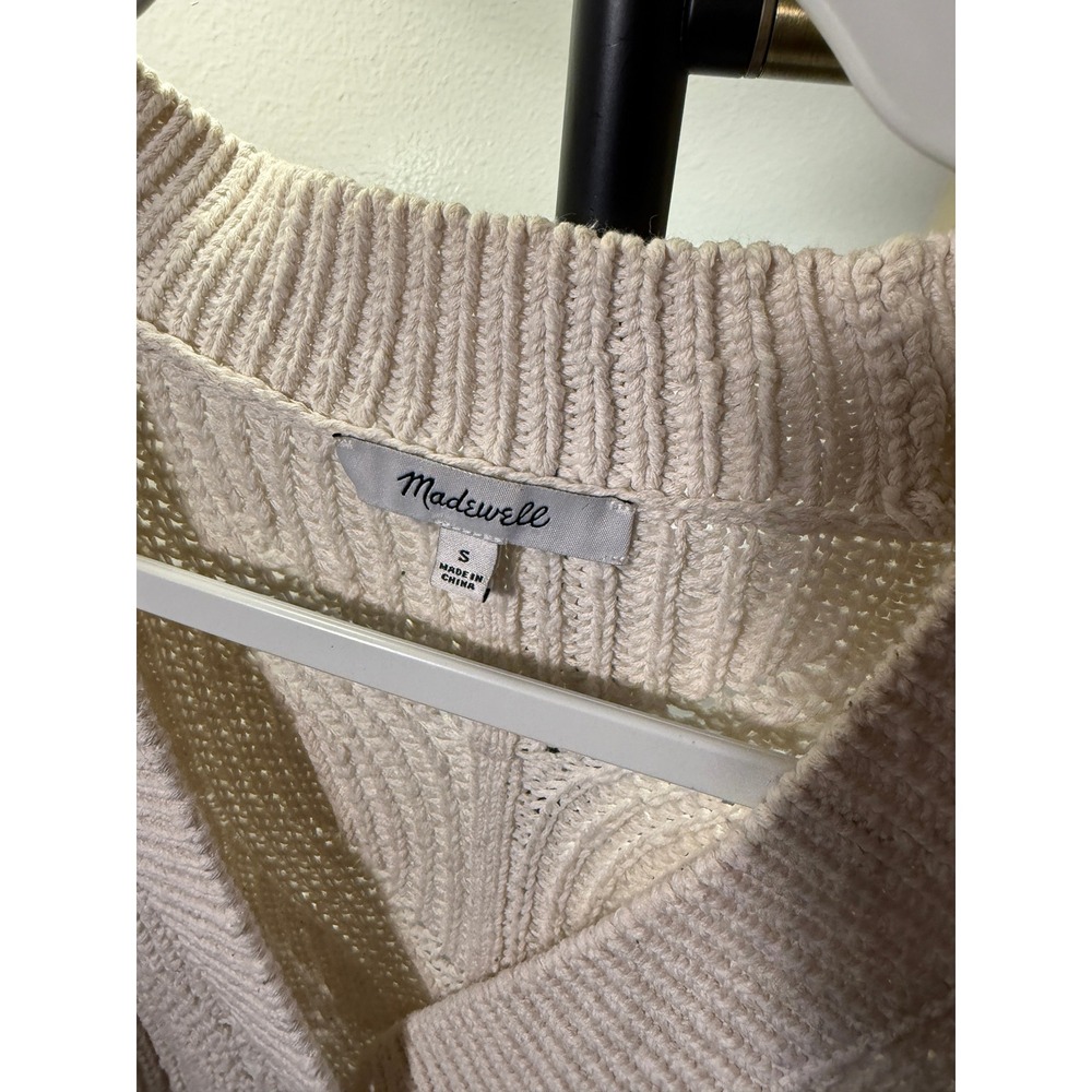 Madewell cardigan pointelle bone neutral 3 button essential knitwear capsule SM - Picture 4 of 8